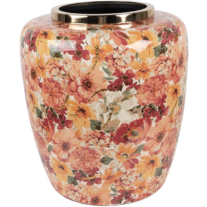 Clayre & Eef 66378 Decoratieve Vaas Ø 33x36 cm Beige-Oranje