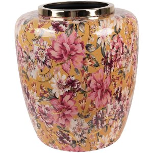 Clayre & Eef 66379 Decoratieve Vaas Geel/Roze Ø 33x36 cm