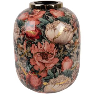 Clayre & Eef 66389 Decoratieve Vaas Groen Rosé Ø 17x22 cm