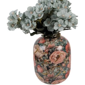 Clayre & Eef 66389 Decoratieve Vaas Groen Rosé Ø 17x22 cm