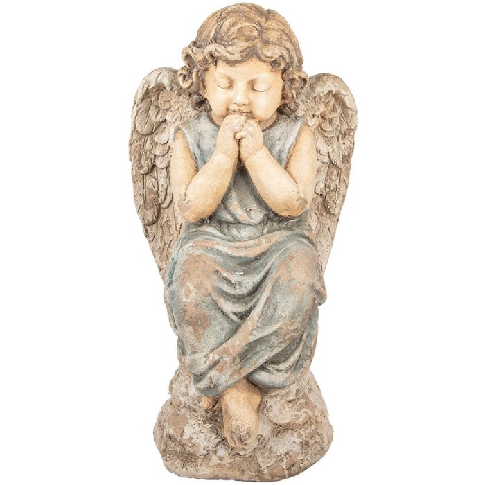 Clayre & Eef Decoratie Engel 32x23x56 cm Beige Grijs