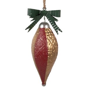 Clayre & Eef 6Y5926 Kerstbal 15x12x36 cm Rood-Goud