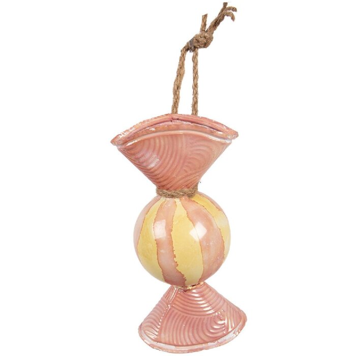 Clayre & Eef decoratieve snoepfiguur roze geel 10x8x21 cm