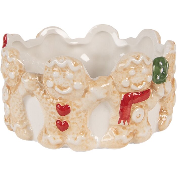 Clayre & Eef 6CE2233 Schaal 14x7 cm Keramiek Bruin Beige