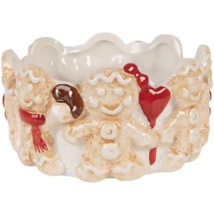 Clayre & Eef 6CE2233 Schaal 14x7 cm Keramiek Bruin Beige