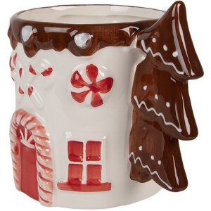 Clayre & Eef Beker 13x10x11 cm 400 ml Wit Bruin