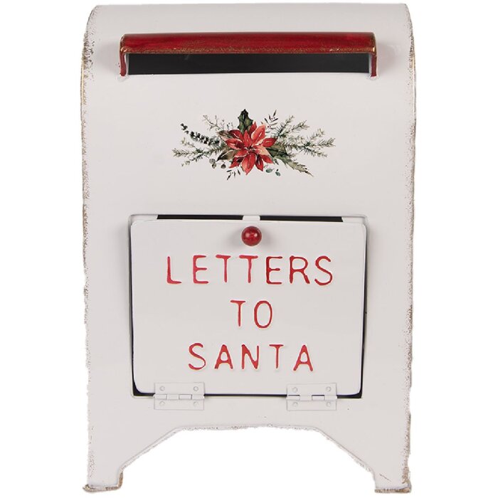 Clayre & Eef 6Y5914 Postkist 20x14x30 cm wit rood Landelijke Stijl