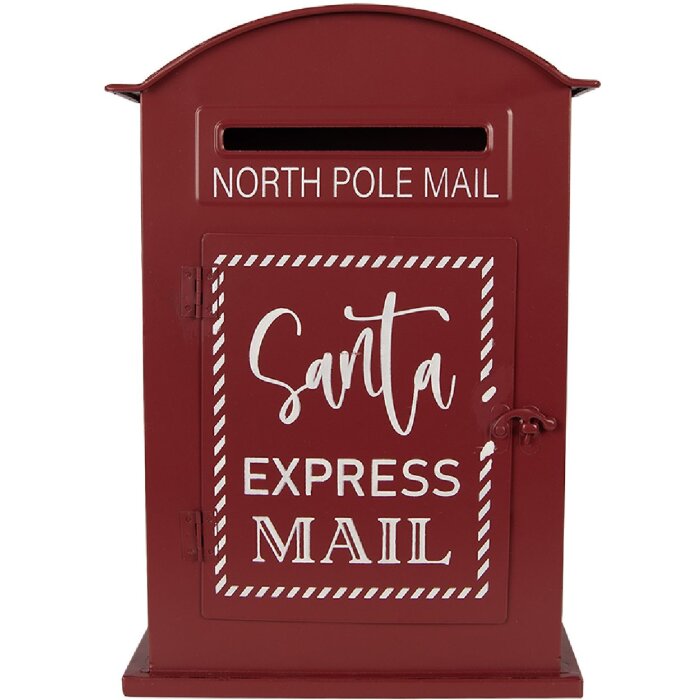 Clayre & Eef 6Y5915 Brievenbus 23x8x34 cm Rood Wit