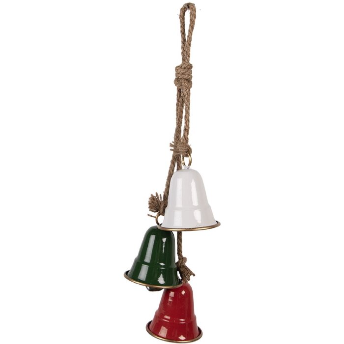 Clayre & Eef 6Y5917 Decoratieve Hanger Klokjes Rood Groen Wit 9x9x49 cm