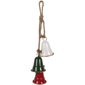 Clayre & Eef 6Y5917 Decoratieve Hanger Klokjes Rood Groen Wit 9x9x49 cm