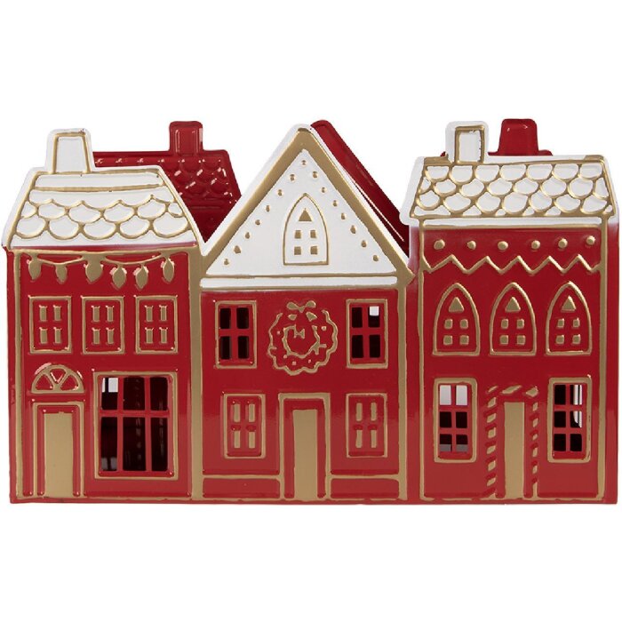 Clayre & Eef 6Y5919 Kerzenhalter 38x13x25 cm rood-wit ijzer