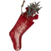 Clayre & Eef Decoratieve Kerstsok Rood/Wit 25x6x66 cm