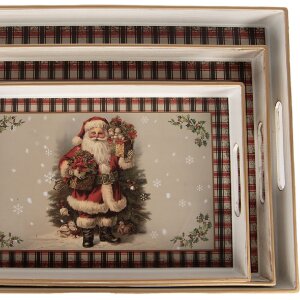 Clayre & Eef Dienbladset 3-delig Beige-Rood