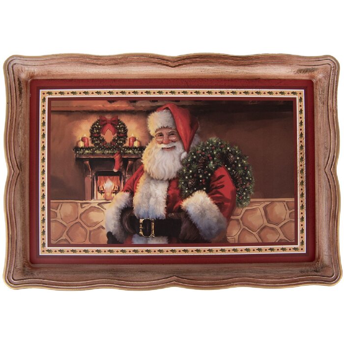 Clayre & Eef Plateau 31x22x2 cm Bruin Rood