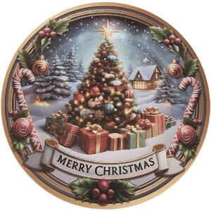 Clayre & Eef Servieerschaal Ø 33x1 cm Grijs Rood