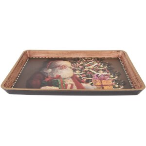 Clayre & Eef Plateau 31x22x2 cm bruin-rood