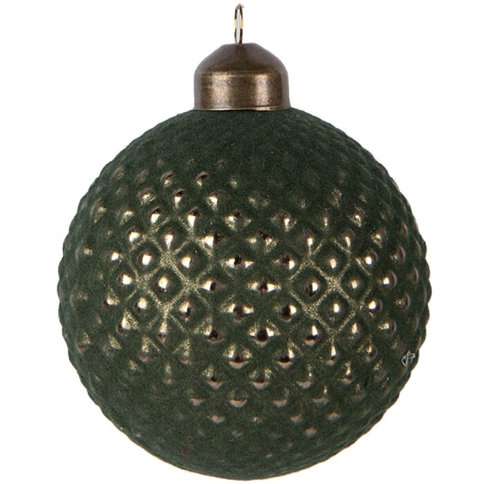 Clayre & Eef 6GL5126 Kerstbal Ø 8x9 cm Groen