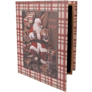 Clayre & Eef 6H2465 Dozen in Boekvorm 3-Delig Bruin/Rood