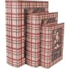 Clayre & Eef 6H2465 Dozen in Boekvorm 3-Delig Bruin/Rood