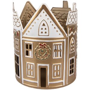 Clayre & Eef kandelaar Ø 18x22 cm goud en wit