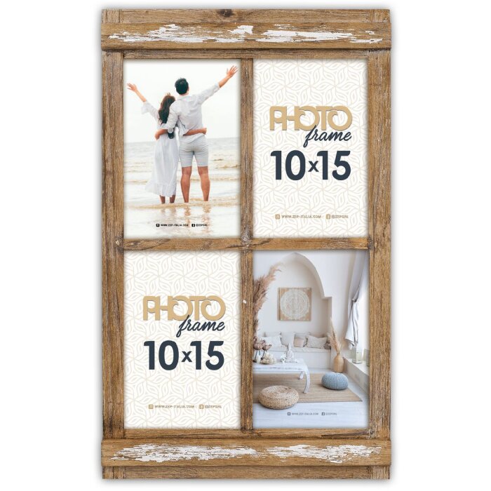 ZEP Houten Fotolijst Bregenz 4 Fotos 10x15 cm bruin RE446