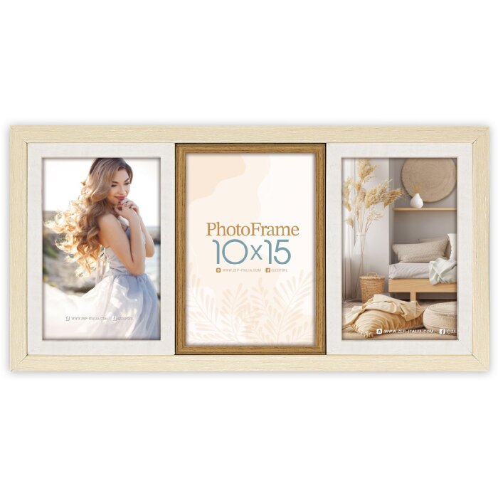 ZEP SH346 PS Houten fotolijst 3x10x15 cm Como 3Q Natuurwit Bruin