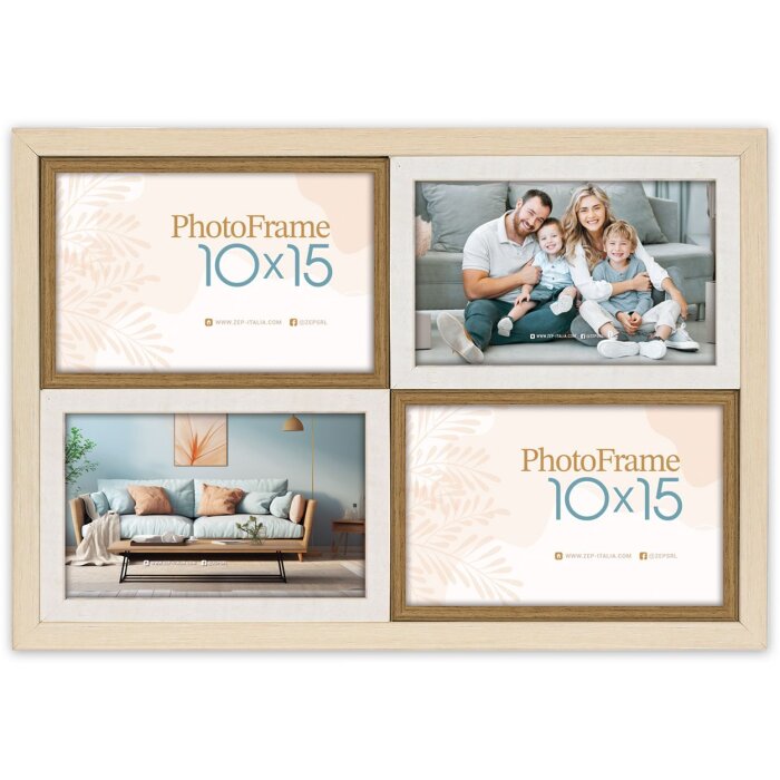 ZEP SH446 PS houten fotoframe 4x10x15 cm Como 4Q natuurlijk wit en bruin
