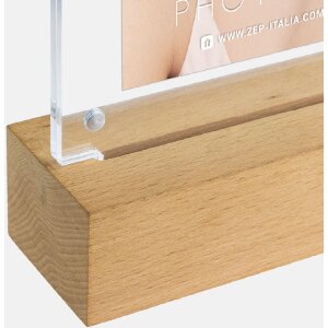 ZEP Acryl-fotolijst New York 13x18 cm LED - Hochformat met houten voet in bruin