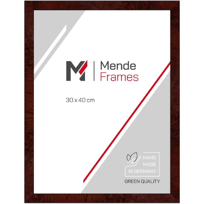 MendeFrames H14C houten fotolijst donker wortelhout 20x40 cm met kunstglas