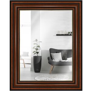 MendeFrames H017 wandspiegel nussbaum met gouden rand 20x60 cm