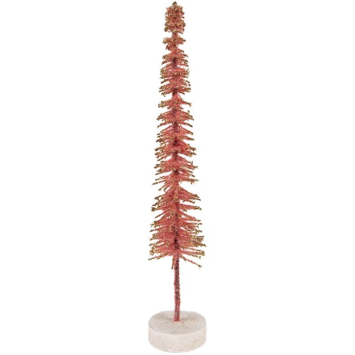 Clayre & Eef 66315P Kerstboomdecoratie Ø 5x25 cm Roze Gouden