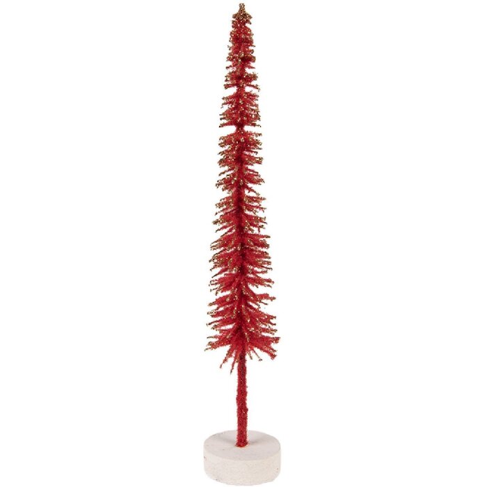 Clayre & Eef 66315R Kerstboom Decoratie Ø 5x25 cm Rood Goudkleurig