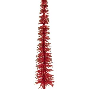 Clayre & Eef 66315R Kerstboom Decoratie Ø 5x25 cm Rood Goudkleurig