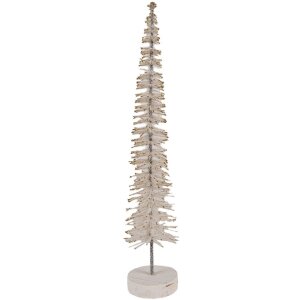 Clayre & Eef 66316BE Decoratie Kerstboom Ø 6x30 cm Beige-Goudkleurig