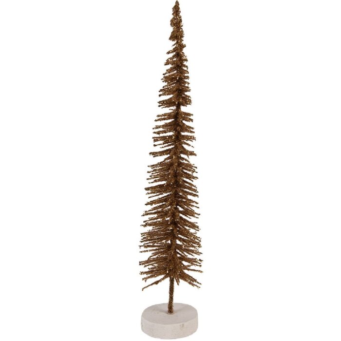 Clayre & Eef 66316BR Decoratie Kerstboom Ø 6x30 cm Bruin-Goudkleurig