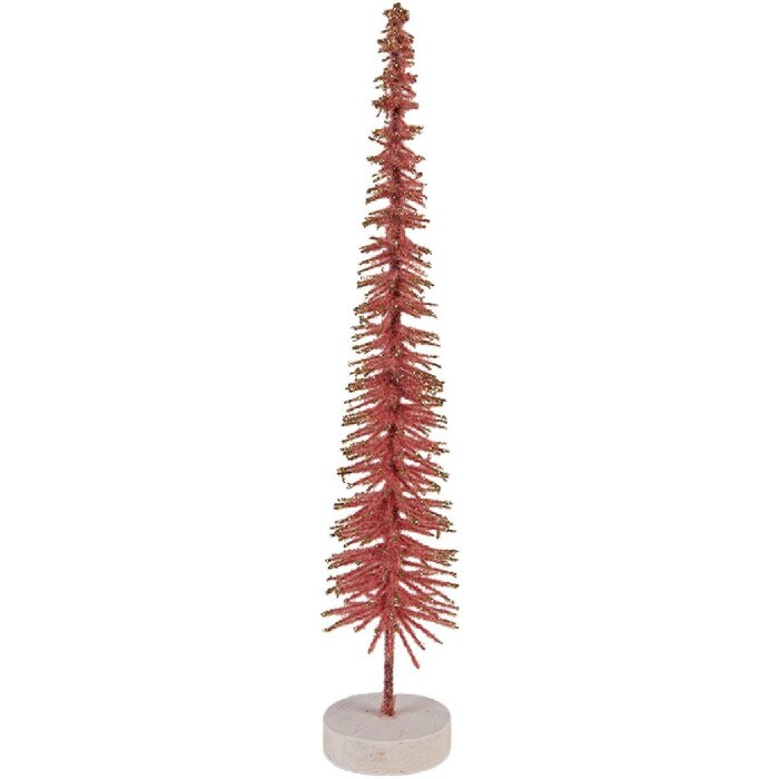 Clayre & Eef 66316P Kerstboom Decoratie Ø 6x30 cm Roze Goudkleurig