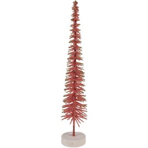 Clayre & Eef 66316P Kerstboom Decoratie Ø 6x30 cm Roze Goudkleurig