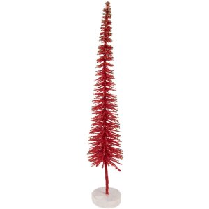 Clayre & Eef 66317R Decoratie Kerstboom Rood Goud 8x40 cm