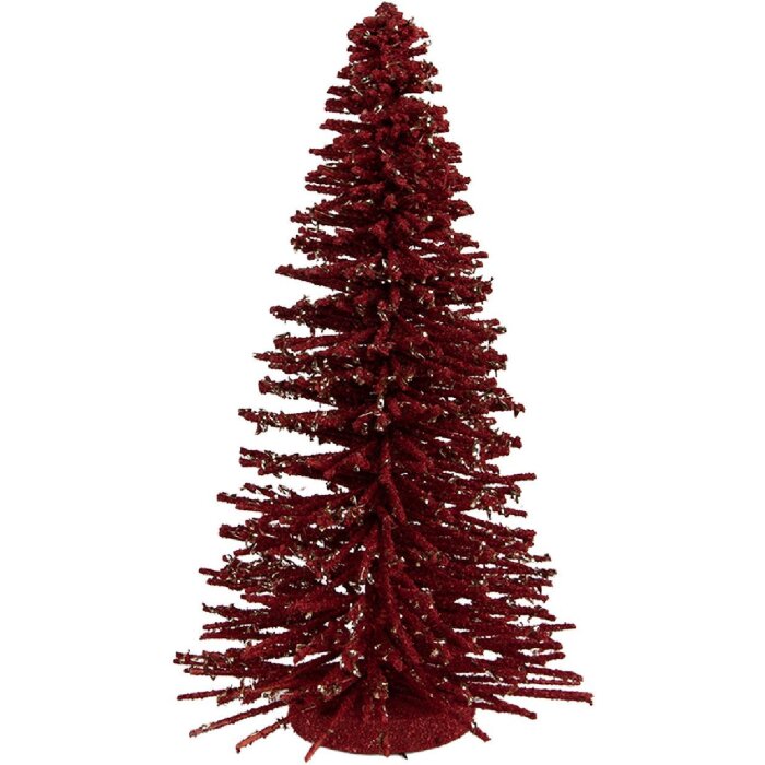 Clayre & Eef 66319R Kerstboom Decoratie Rood Goud 17x30 cm