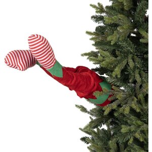 Clayre & Eef Kerstdecoratie Elfbeinen Rood-Groen 21x13x59 cm 3-stukset