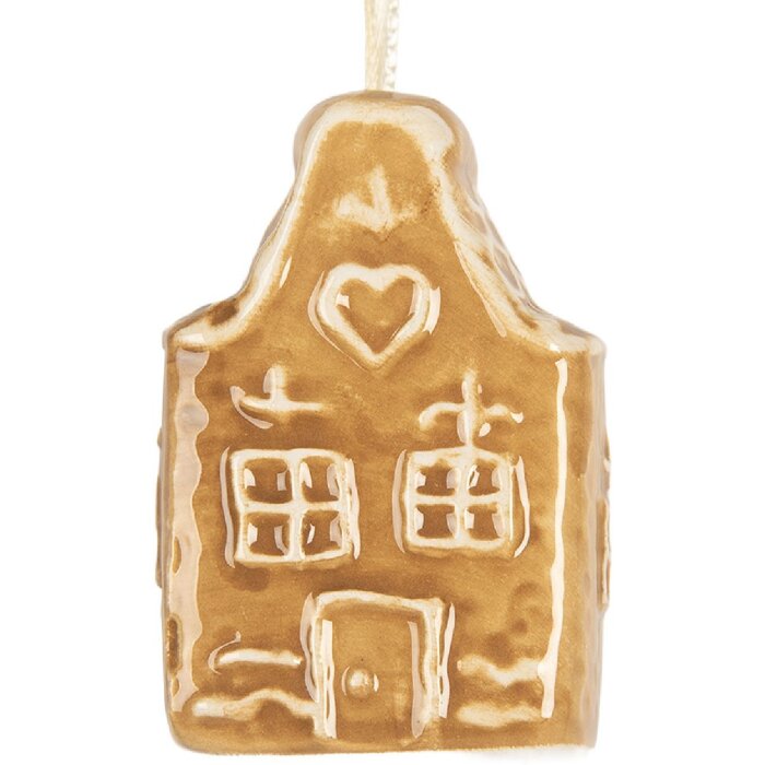 Clayre & Eef Decoratie Hanger Huis Keramiek 4x3x6 cm