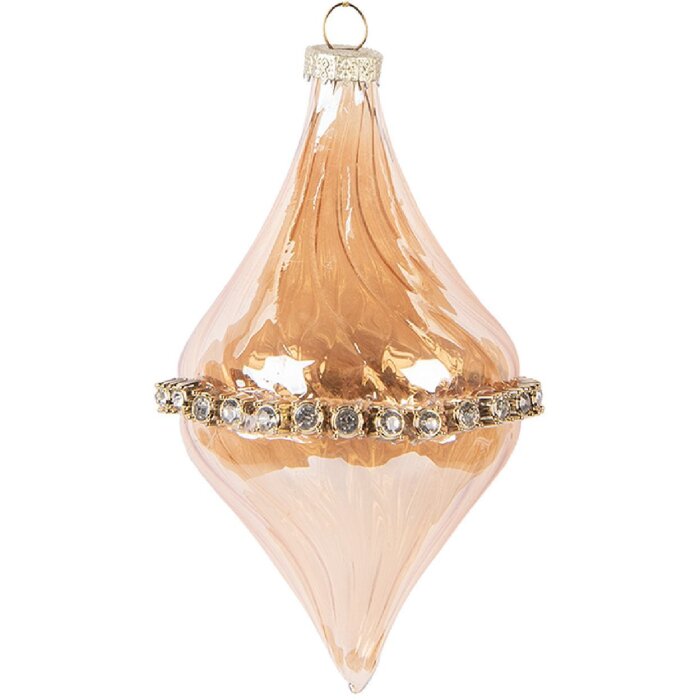 Clayre & Eef 6GL5154 Kerstbal Ø 8x14 cm Oranje