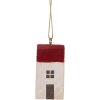 Clayre & Eef 6H2464 Decoratieve Hanger Huis 3x3x6 cm Wit Rood