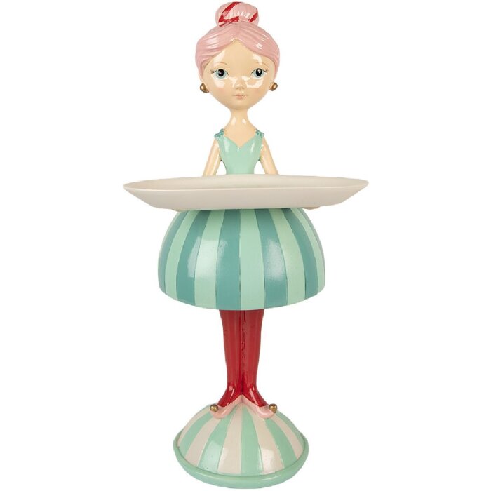 Clayre & Eef Decoratie Kind met Schaal 18x16x38 cm Blauw/Wit