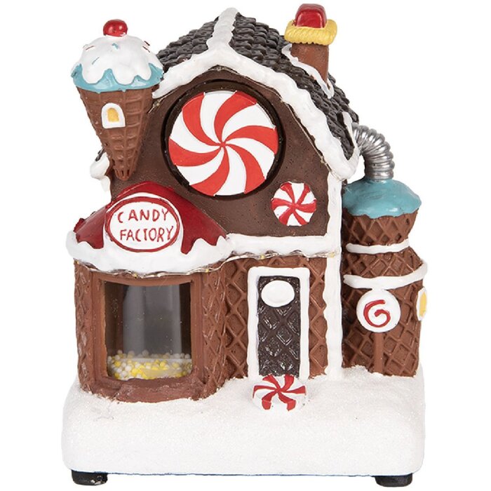 Clayre & Eef Kerstdecoratie Huis met LED, 15x11x19 cm, bruin-wit