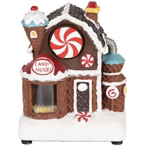 Clayre & Eef Kerstdecoratie Huis met LED, 15x11x19 cm, bruin-wit