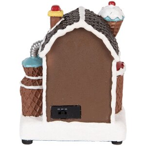 Clayre & Eef Kerstdecoratie Huis met LED, 15x11x19 cm, bruin-wit