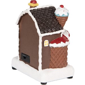 Clayre & Eef Kerstdecoratie Huis met LED, 15x11x19 cm, bruin-wit
