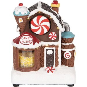 Clayre & Eef Kerstdecoratie Huis met LED, 15x11x19 cm, bruin-wit