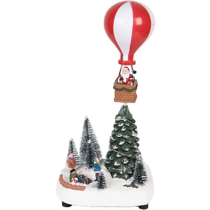Clayre & Eef 6PR5870 Decoratieve Kerstbomen met LED Groen Wit 17x13x32cm